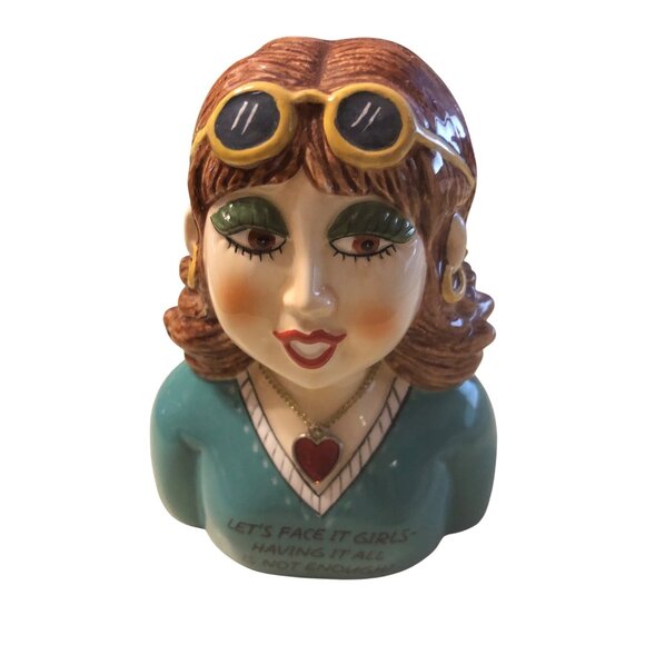 Carol Eldridge Michel Head Vase Ceramic Woman Sunglasses Lets Face It Girls - Picture 6 of 9